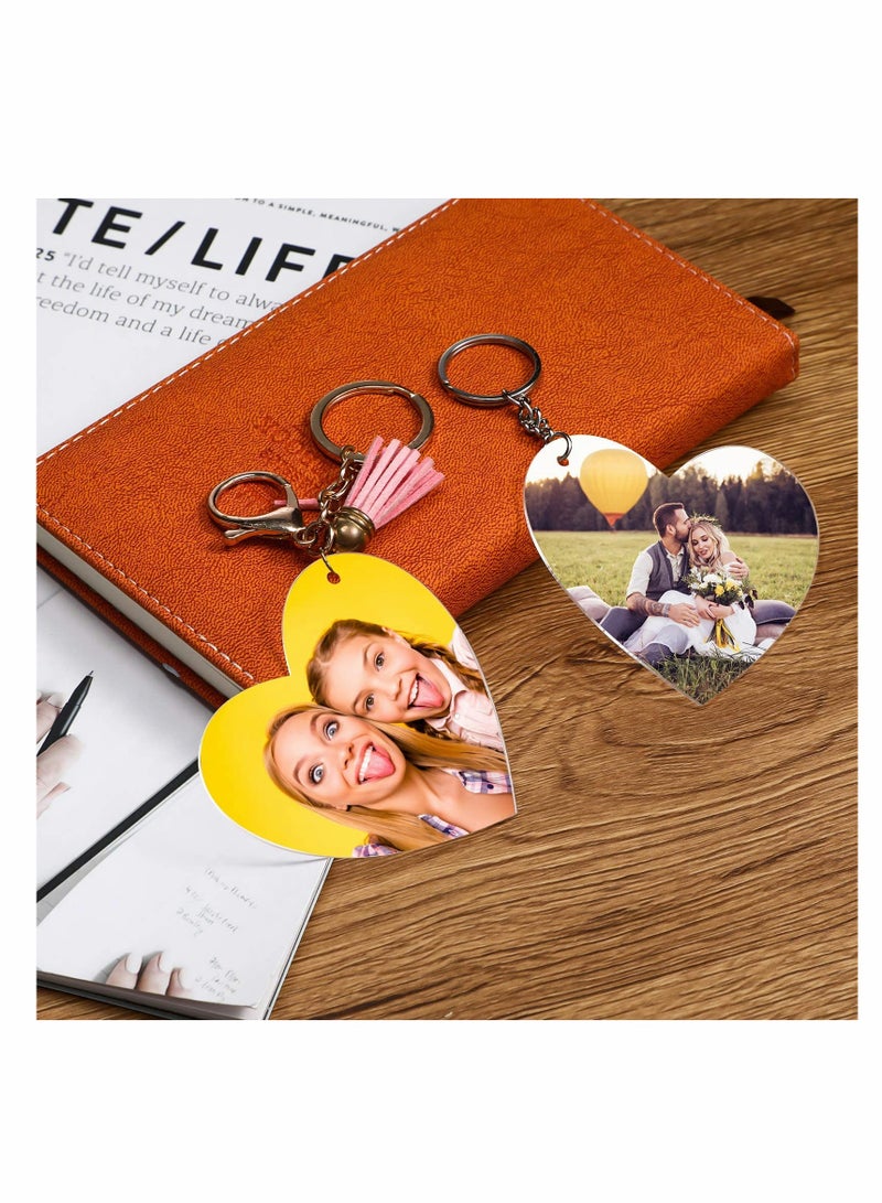 SOLARAE أقراص قلب أكريليك فارغة لحامل المفاتيح، 60 قطعة من أقراص القلوب الأكريليكية مع ثقب لمشاريع حامل المفاتيح الفينيل، بطاقات الهدايا، زينة عيد الحب، النقش ومشاريع الحرف اليدوية - Image 3