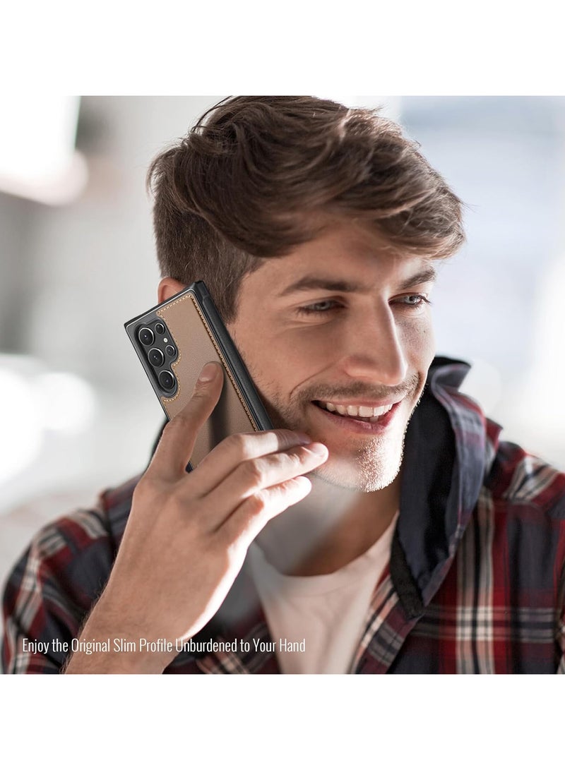 CaseMe Phone Case Compatible with Samsung Galaxy S23 Ultra Luxury PU Leather Back Cover Cover Magnetic Wireless Charging Compatible with Samsung Galaxy S23 Ultra (Brown) - Image 5