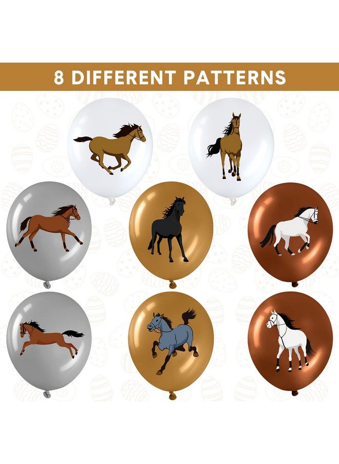 Suilung 40 Pieces 12 Inch Horse Birthday Party Latex Balloons Decorations, Brown White Silver Horse Balloon Horse Racing Theme Decor For Wedding Party Baby Shower Cowboy Party Supplies Indoor Outdoor  - Image 3