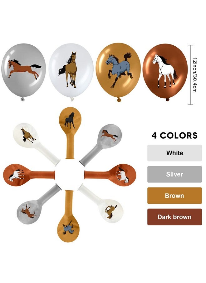 Suilung 40 Pieces 12 Inch Horse Birthday Party Latex Balloons Decorations, Brown White Silver Horse Balloon Horse Racing Theme Decor For Wedding Party Baby Shower Cowboy Party Supplies Indoor Outdoor  - Image 2