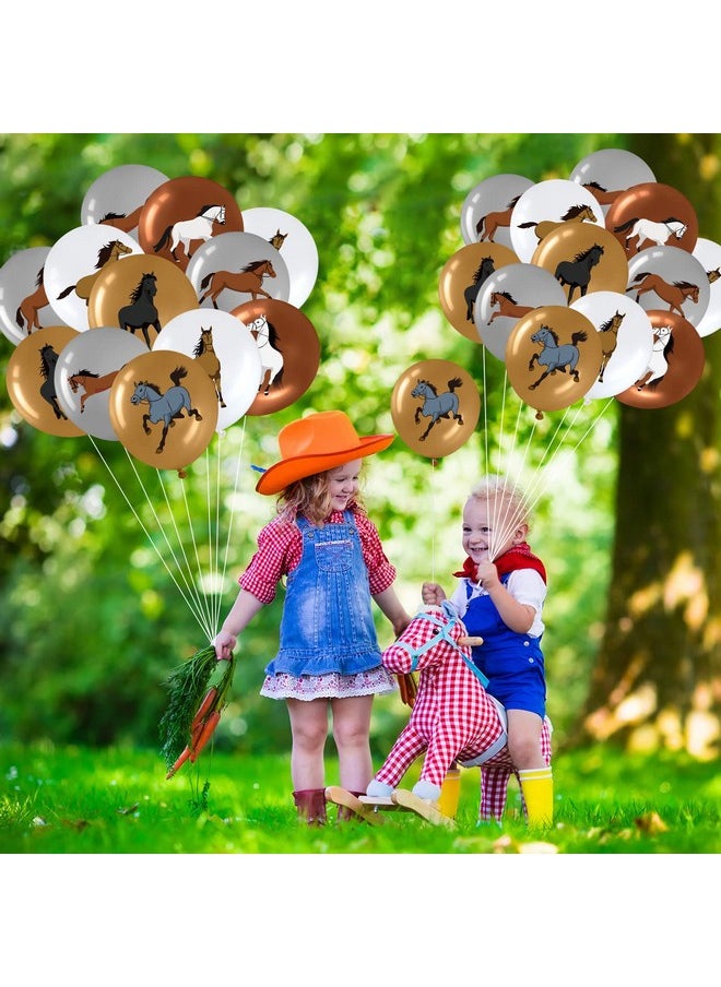 Suilung 40 Pieces 12 Inch Horse Birthday Party Latex Balloons Decorations, Brown White Silver Horse Balloon Horse Racing Theme Decor For Wedding Party Baby Shower Cowboy Party Supplies Indoor Outdoor  - Image 4