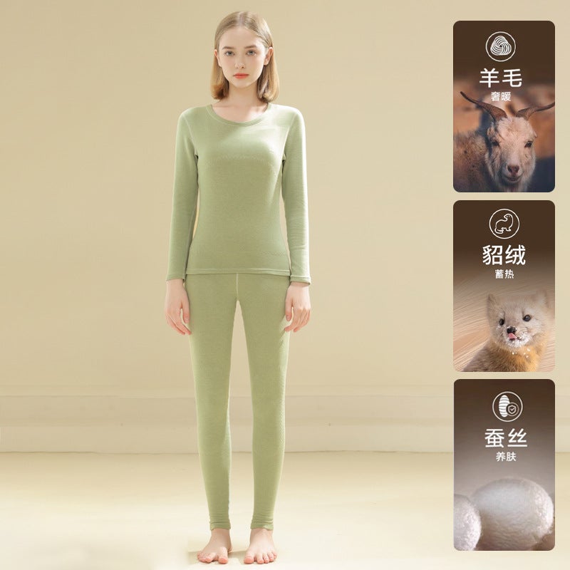 Women's Self-Heating Thermal Suit – Double-Sided Brushed Velvet Long Pants and Top - Image 1