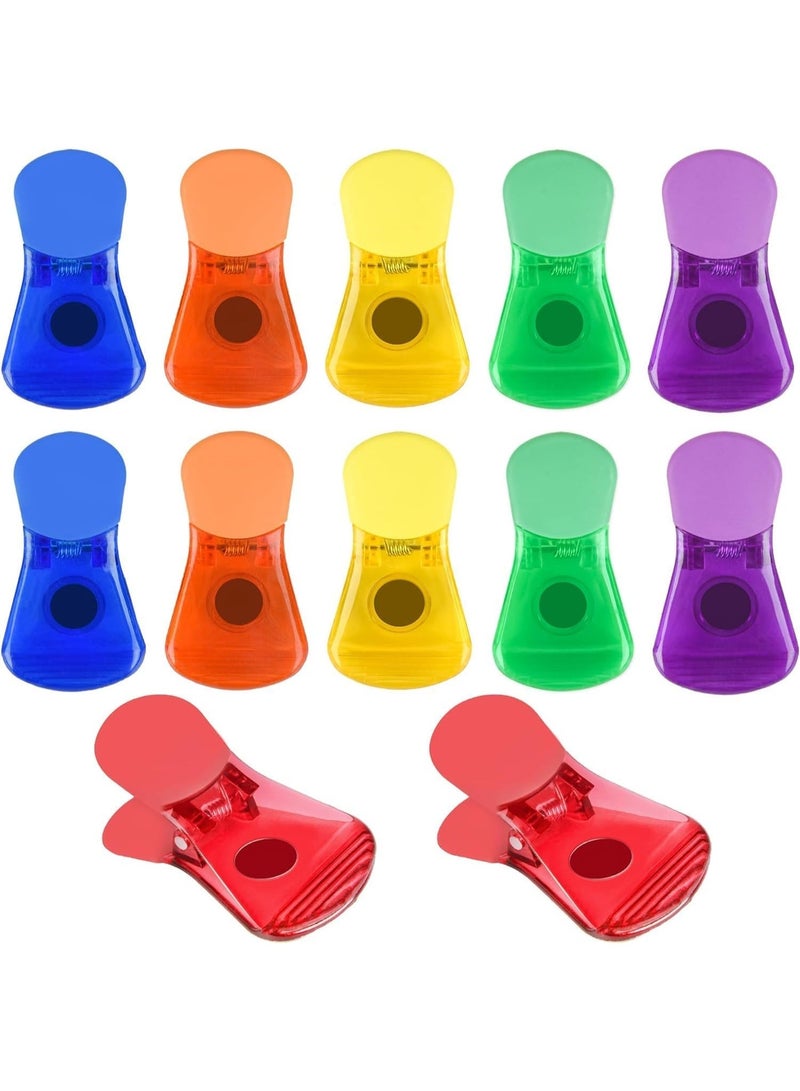 ChicAbode 12 Pack Food Snack Bag Sealing Clips, Multicolor Magnetic Plastic Clips, Refrigerator Magnet Clips for Notes Photos, Practical Accessories for Home Kitchen Office Use - Image 1