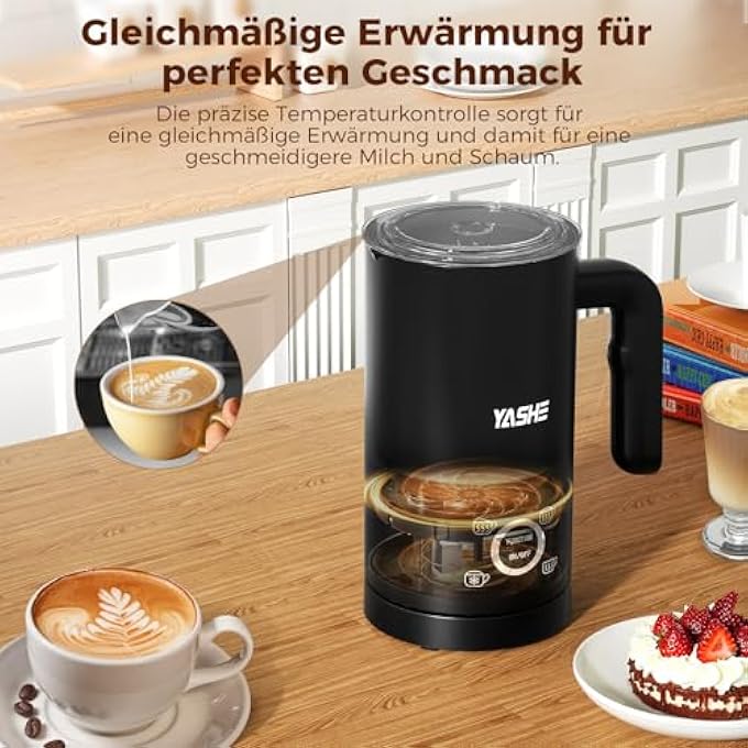 yashe 4 In 1 Electric Milk Frother And Warmer 500 W 300 Ml For HotCold Foam Ideal For Coffee Cappuccino Latte Macchiato Silent NonStick Coating Easy Cleaning - Image 4