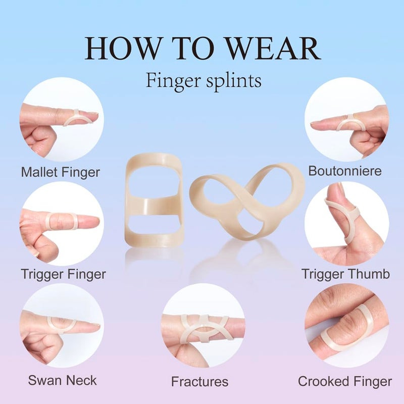 UAKIKAU Oval Finger Splint 8 pcs, Finger Splints for Arthritis, Mallet Finger, Trigger Finger Splint, hypermobility(EDS) finger For Thumb/Middle,/Index/Pinky or Ring Finger (Large(5,6,7,8,9,10,11,12)) - Image 2