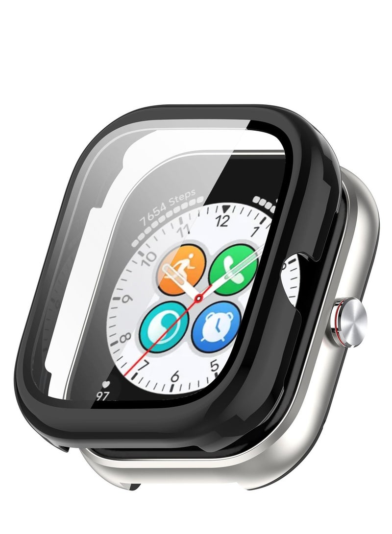 Protective Cover Compatible with Honor Choice Haylou Watch, PC Hard Case with Tempered Glass Full Protection 9H Anti-Scratch Shock-Absorbing (Black) - Image 1