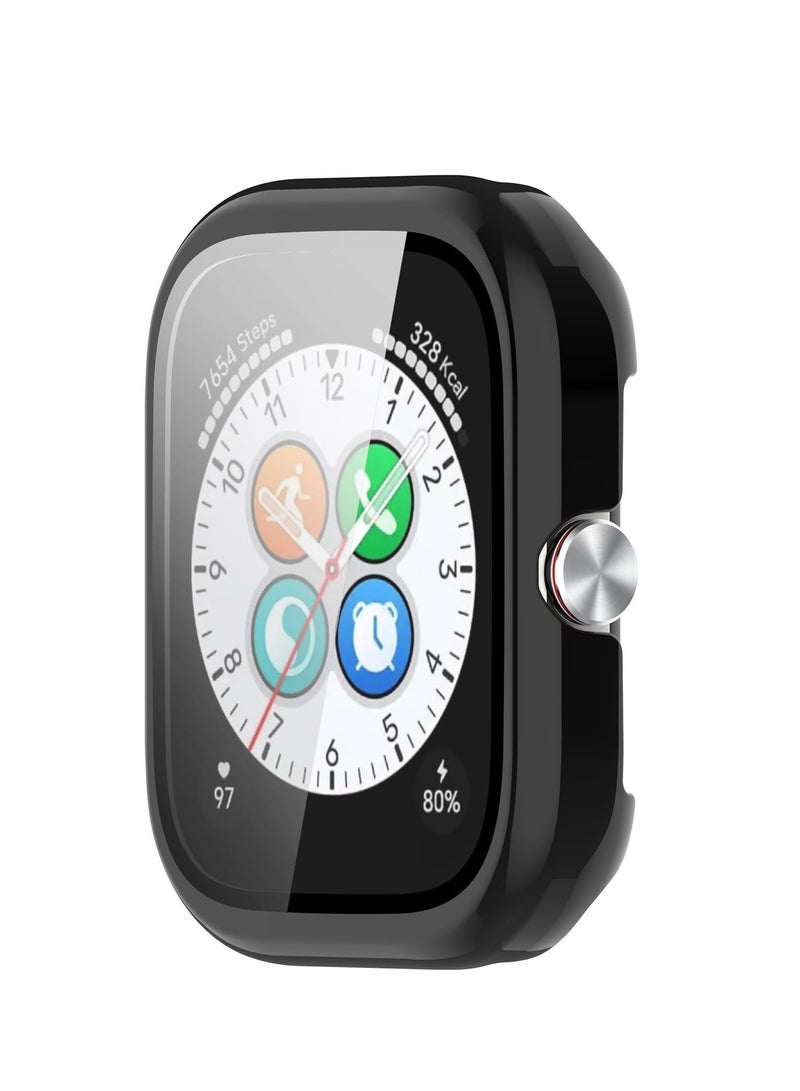 Protective Cover Compatible with Honor Choice Haylou Watch, PC Hard Case with Tempered Glass Full Protection 9H Anti-Scratch Shock-Absorbing (Black) - Image 3