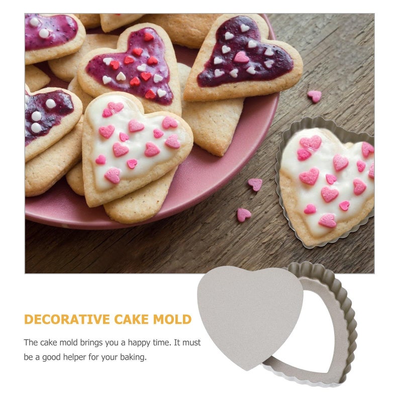 Heart Shaped Cake Pan Set 2pcs 4 Inch Nonstick Carbon Steel Baking Mold - Image 5