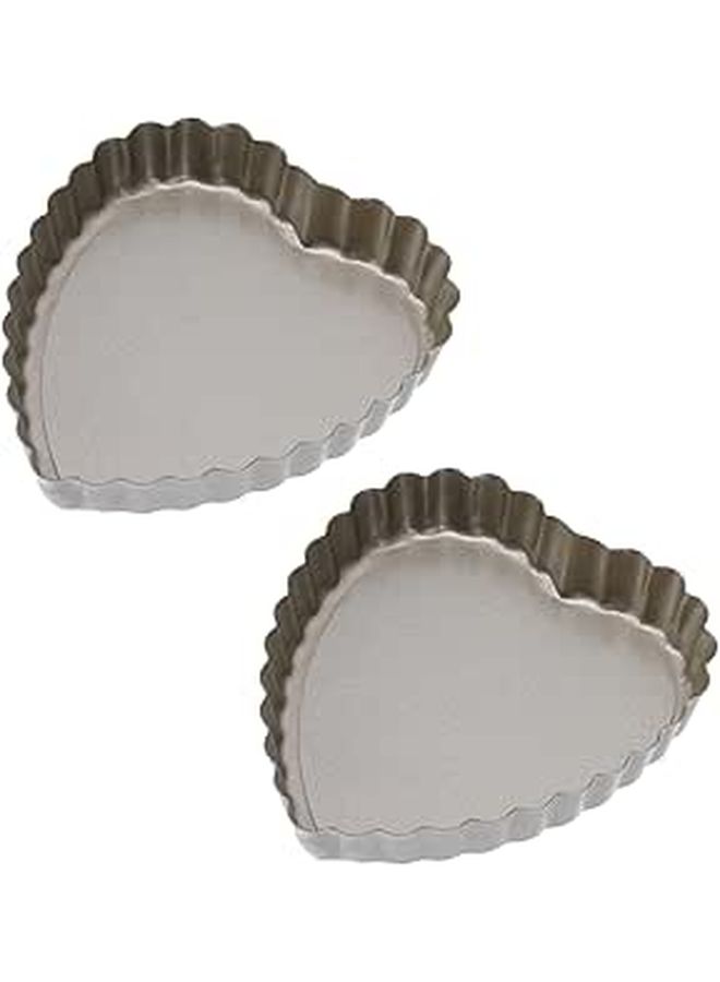 Heart Shaped Cake Pan Set 2pcs 4 Inch Nonstick Carbon Steel Baking Mold - Image 1