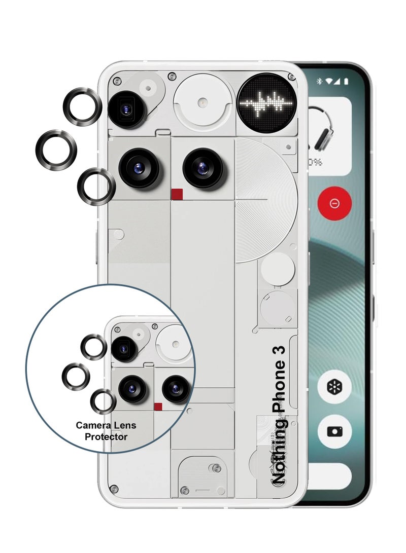 Nothing Phone 3 Camera Lens Protector, Tempered Glass Camera Cover Screen Metal Ring Case Friendly Scratch Resistant Easy to Install, Tempered Glass Cover Camera Screen Protector with Metal Ring Protector, Case Lens for Nothing Phone 3. Real machine debugging accurate color accuracy - Image 1