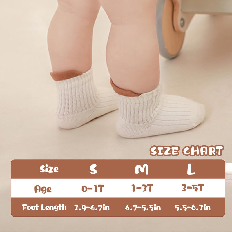 BONANGEL Baby Socks with Grips, 8 Pairs Non Slip Cotton Ankle Socks for Toddler Girls Boys Infants Kids 0-5 Years Old - Image 4