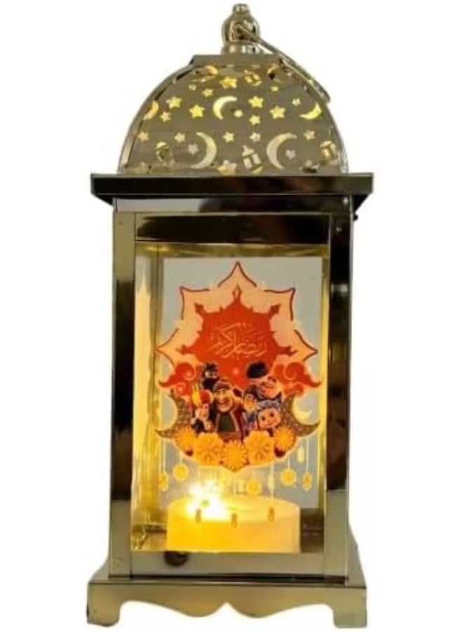KOVAR Ramadan LED Lantern, Arabic Style Decorative Light, Battery Operated LED Lantern With Music and Moon Stars And Lamp Printed (style 5) - Image 1