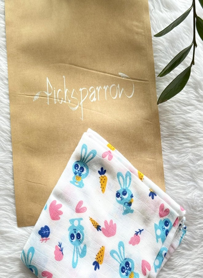Picksparrow 100% Cotton Newborn Baby Bath Towel/Muslin Swaddle Wrap/Baby Nappy Cloth/Muslin Square/Newborn Essentials(Pack of 3) (70 * 70 cm) - Image 5