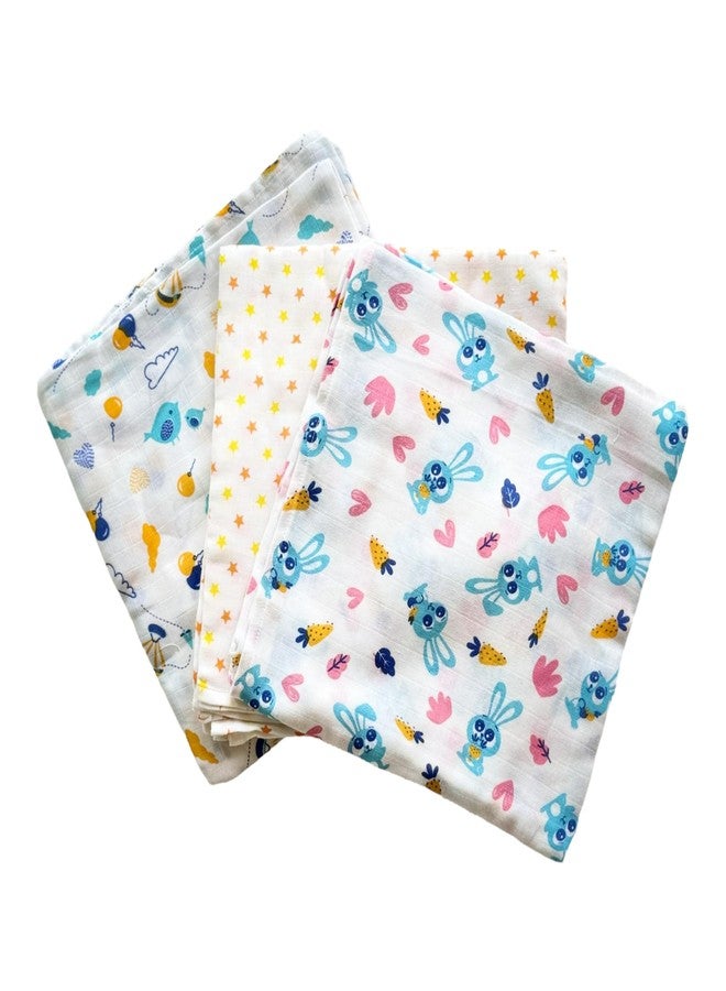 Picksparrow 100% Cotton Newborn Baby Bath Towel/Muslin Swaddle Wrap/Baby Nappy Cloth/Muslin Square/Newborn Essentials(Pack of 3) (70 * 70 cm) - Image 2