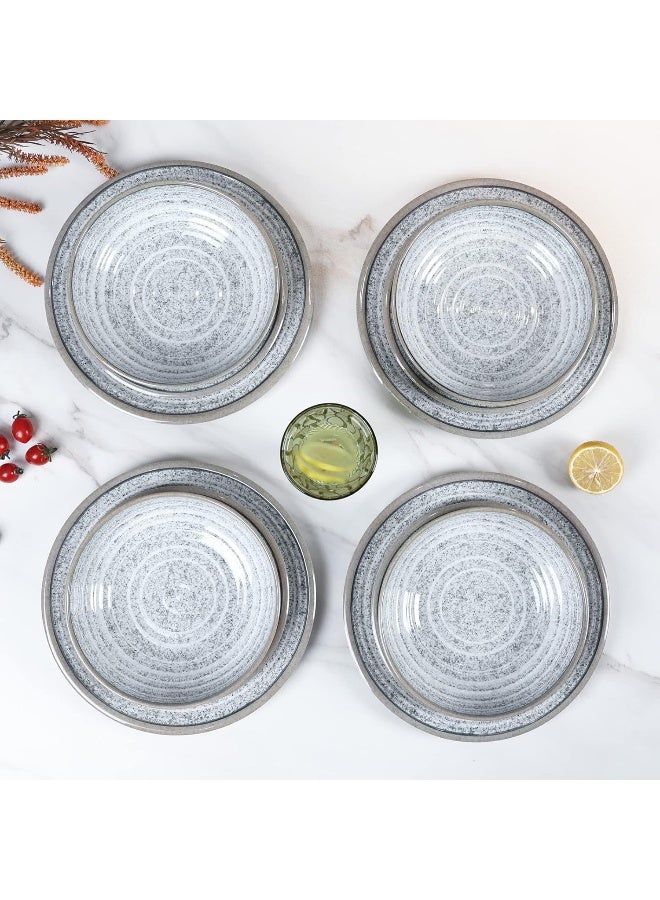 Gofunfun Melamine Dinnerware Sets 12 PCS Service for 4 Plates Bowls Sets Dishwasher TopShelf Safe BPA Free Dinner Dishes Set for Everyday UseGranite Pattern Gray - Image 3