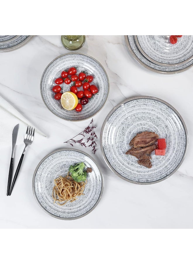 Gofunfun Melamine Dinnerware Sets 12 PCS Service for 4 Plates Bowls Sets Dishwasher TopShelf Safe BPA Free Dinner Dishes Set for Everyday UseGranite Pattern Gray - Image 4