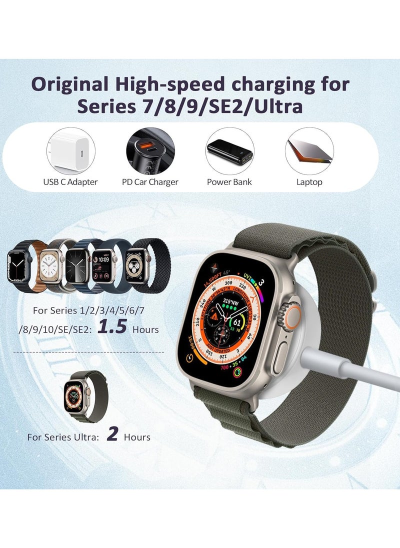 FLOWING - Fast Charging USB C Watch Charger Cord Compatible for Apple Watch, Magnetic Watch Charging Cable Compatible for Watch Series 9/8/7/Ultra/Ultra2/SE2/6/5/4/3/2/1/SE1, Type C Cord, 1M - Image 1