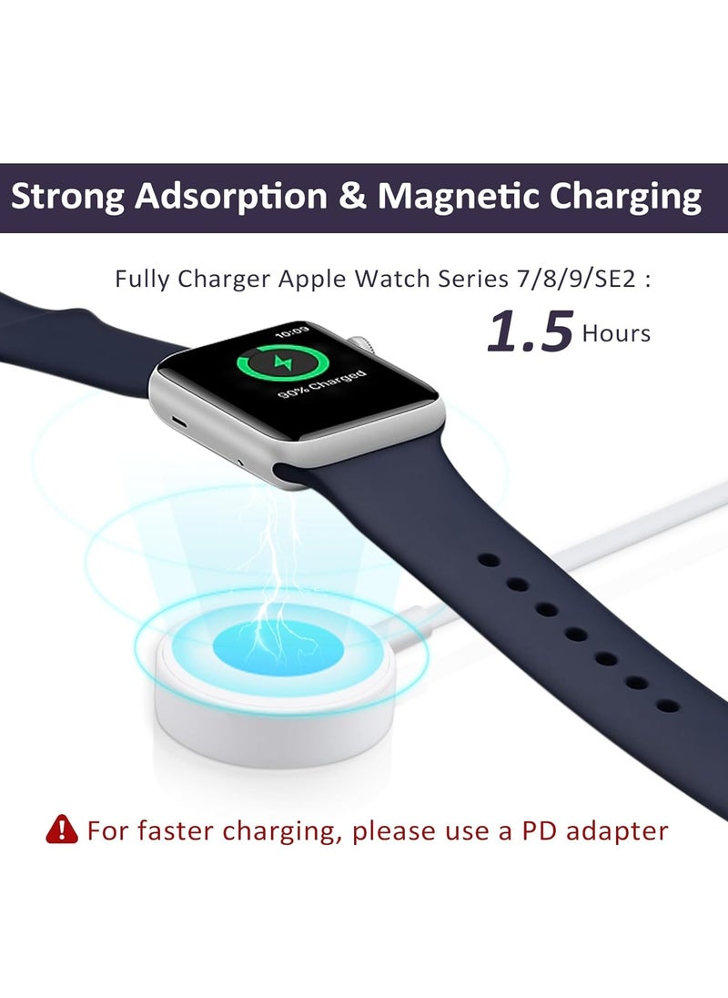 FLOWING - Fast Charging USB C Watch Charger Cord Compatible for Apple Watch, Magnetic Watch Charging Cable Compatible for Watch Series 9/8/7/Ultra/Ultra2/SE2/6/5/4/3/2/1/SE1, Type C Cord, 1M - Image 1
