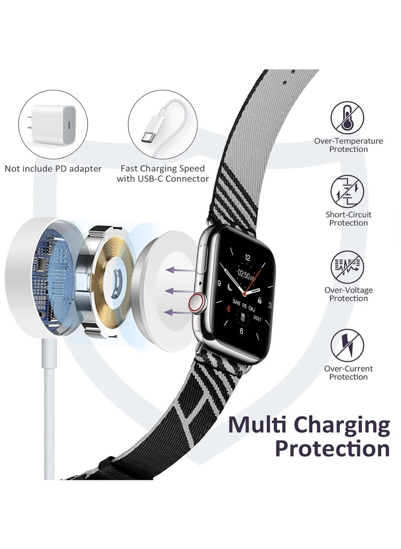 FLOWING - Fast Charging USB C Watch Charger Cord Compatible for Apple Watch, Magnetic Watch Charging Cable Compatible for Watch Series 9/8/7/Ultra/Ultra2/SE2/6/5/4/3/2/1/SE1, Type C Cord, 1M - Image 1