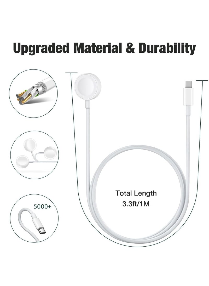 FLOWING - Fast Charging USB C Watch Charger Cord Compatible for Apple Watch, Magnetic Watch Charging Cable Compatible for Watch Series 9/8/7/Ultra/Ultra2/SE2/6/5/4/3/2/1/SE1, Type C Cord, 1M - Image 1