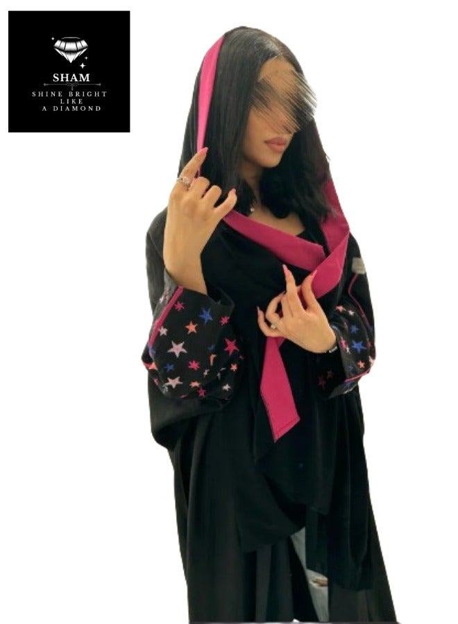 Sham Abaya embroidered with colorful stars - Image 5