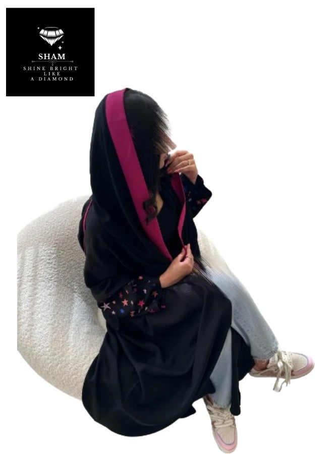 Sham Abaya embroidered with colorful stars - Image 3