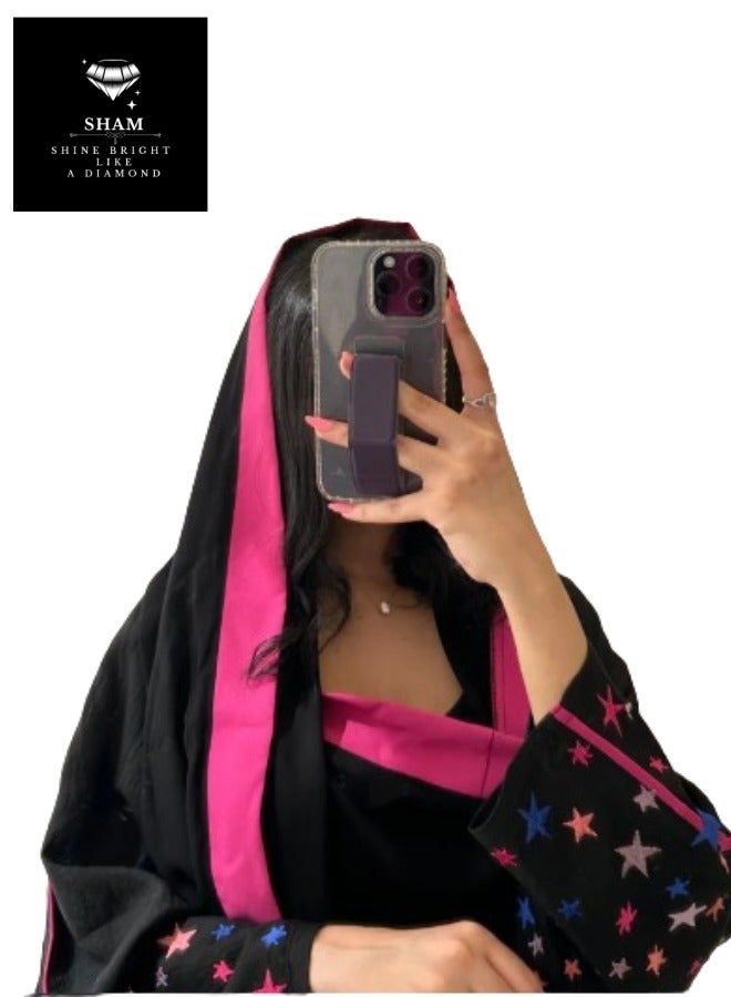 Sham Abaya embroidered with colorful stars - Image 2
