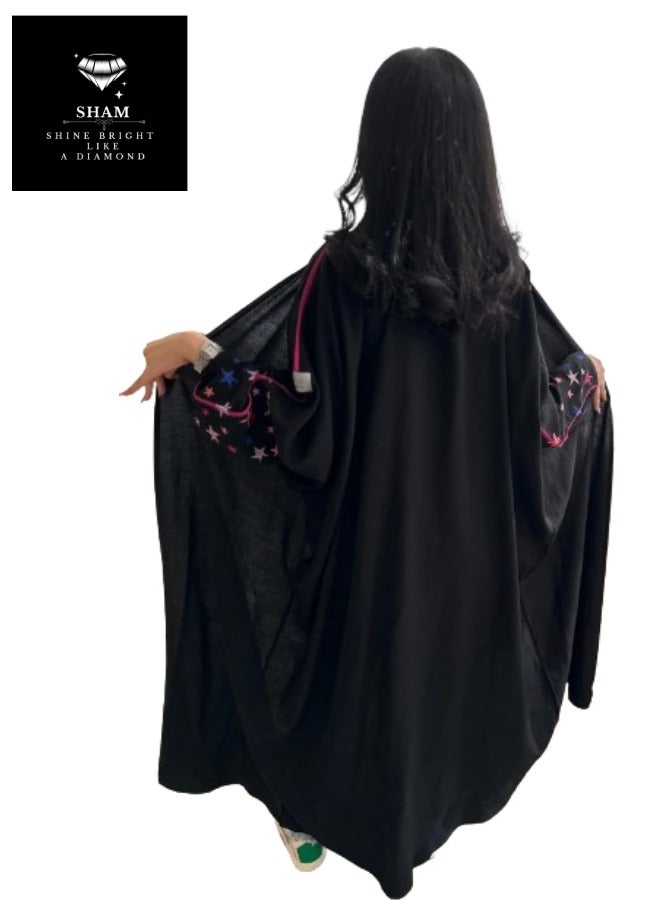 Sham Abaya embroidered with colorful stars - Image 4