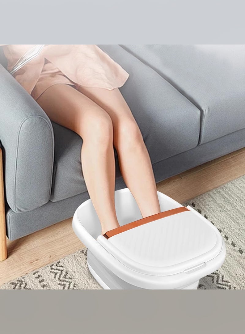 CATANES حمام قدم كهربائي قابل للطي مع تدليك بالأشعة تحت الحمراء واهتزاز مع أسطوانات مهدئة حمام قدم قابل للطي مع تدفئة / أبيض - Image 5