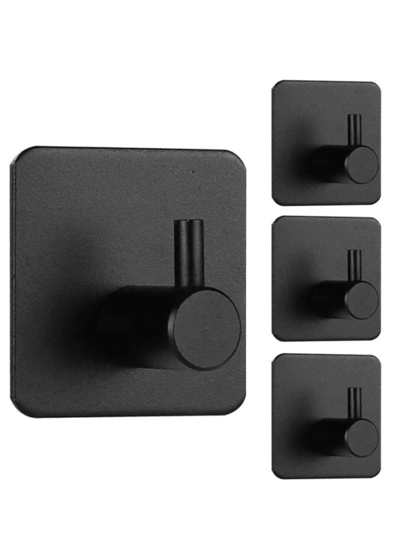 4-Piece Stainless Steel Coat And Robe Hook Black 4.5x4.5x2.6cm  - Image 2