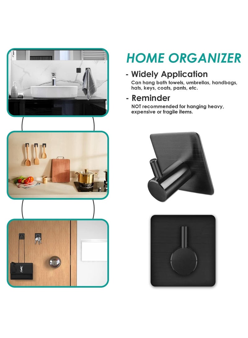 4-Piece Stainless Steel Coat And Robe Hook Black 4.5x4.5x2.6cm  - Image 5