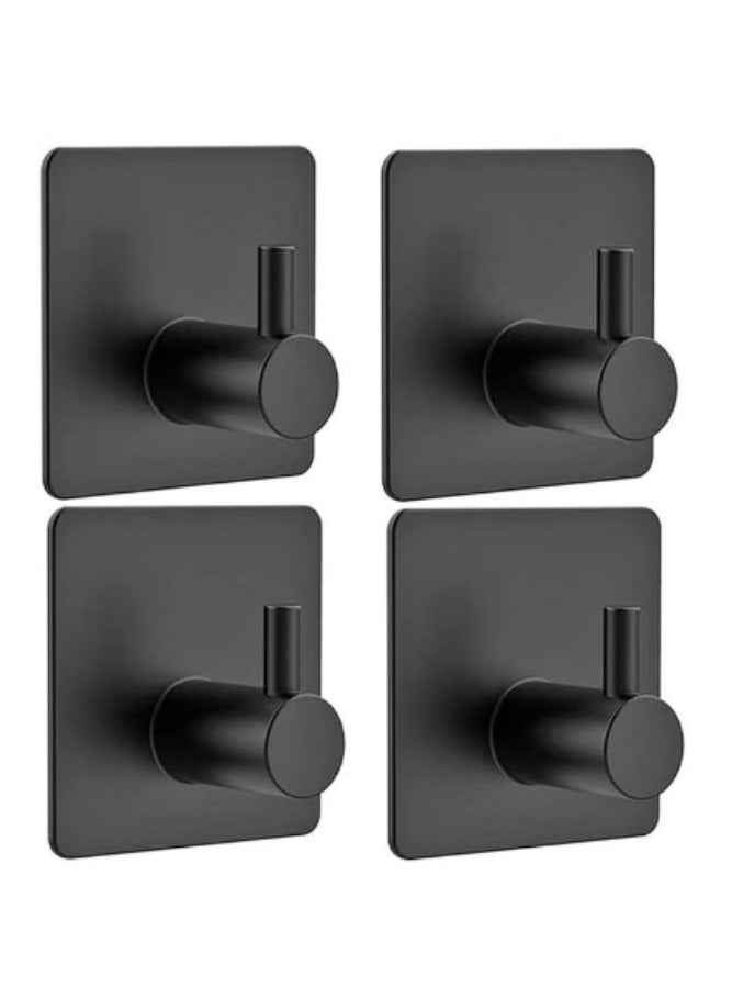 4-Piece Stainless Steel Coat And Robe Hook Black 4.5x4.5x2.6cm  - Image 1