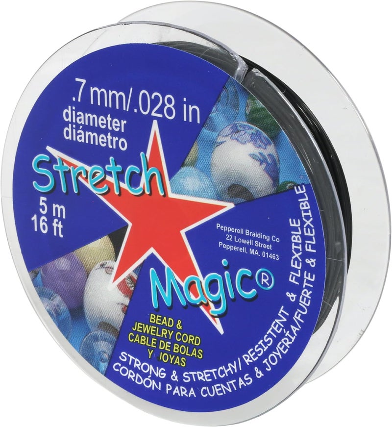 Stretch Magic Elastic Beading Cord – Black Color, 0.7mm in Diameter, 5-Meter (16 ft) - Easy to Knot, Strong & Stretchy String for Making Beaded Jewelry - Image 1