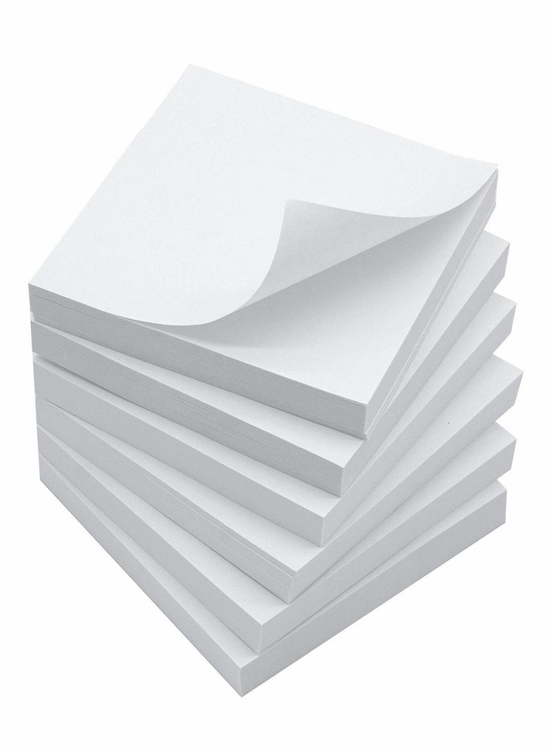 Y&D Sticky Notes 3x3 Inches 600 Sheets White Color Self-Stick Pads 6 Pads/Pack, 100 Sheets/Pad Great Value Pack  - Image 1