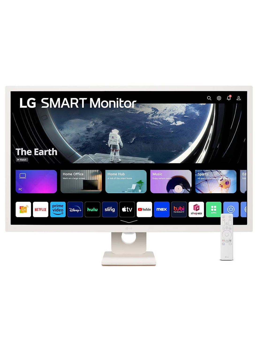 32 inch MyView FHD IPS Smart Monitor with webOS, Built in Speakers, WIFI & Bluetooth Connectivity, sRGB 99%, WebOS Smart TV Apps with Remote Control, USB / HDMI, 32SR50F White