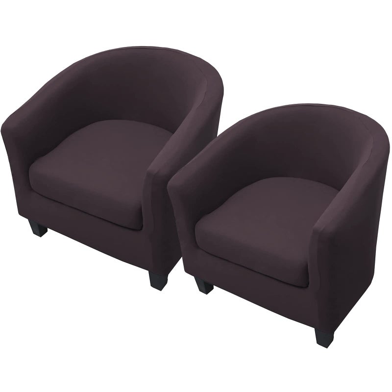 WOMACO 2 Pieces Club Chair Slipcover Printed Stretch Armchair Tub Round Barrel Swivel Chair Covers withc Cushion Cover Elastic Bottom Sofa Furniture Protector for Tullsta 2 Coffee