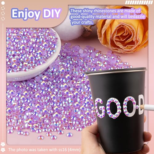 TINKRSTUFF 6000Pcs 3mm Resin Jelly Rhinestones with 1Pcs 10ml B7000 Jewelry Glue for Crafting, Lavender Purple AB Flatback Gems, Bedazzling Crystal Bulk for DIY Crafts Clothing Tumblers Shoes Nail Art Fabric - Image 4