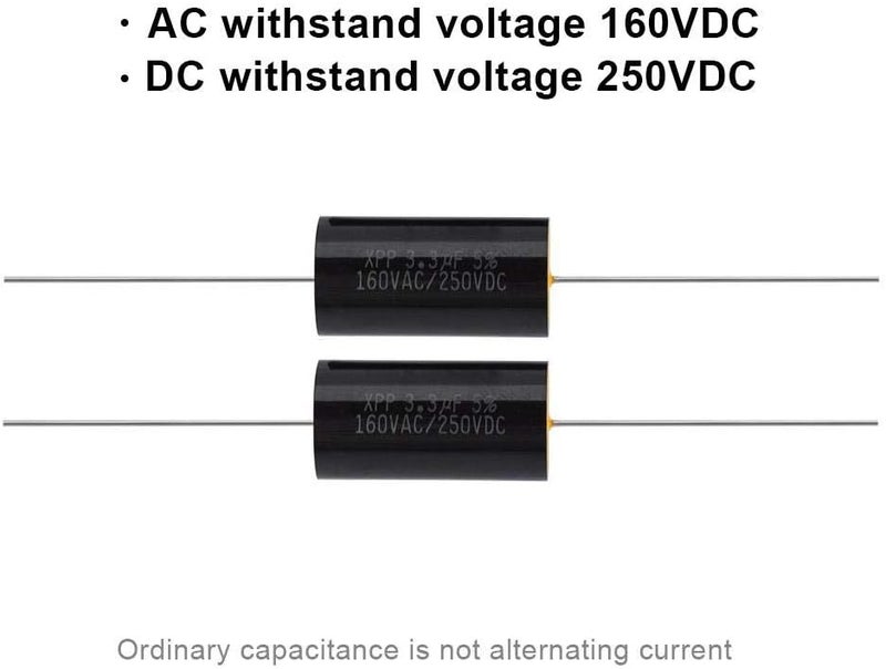 AUDBUA 2PCS Electrolytic Capacitors 1uF/2.2uF/3.3uF. Frequency Divider Capacitance Audio Speaker Capacitor (3.3uF) - Image 3