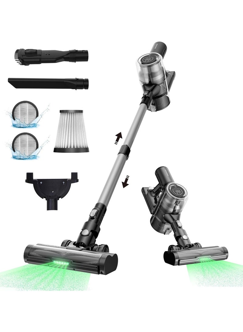 Proscenic P12 Cordless Vacuum Cleaner, 33Kpa Stick Vacuum Cleaner, Green LED Headlights, Anti-Hair-Tangle Brush, Powerful Cordless Hoover with Touch Display, 60min Runtime, Deep Clean for Pet Hair - Image 1