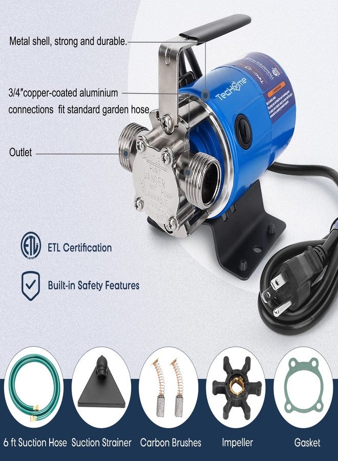 Techome Pump with Hose, 115V 1/10HP 330GPH Power Water Pump Transfer Drain Pump, with Suction Hose Kit. - Image 4