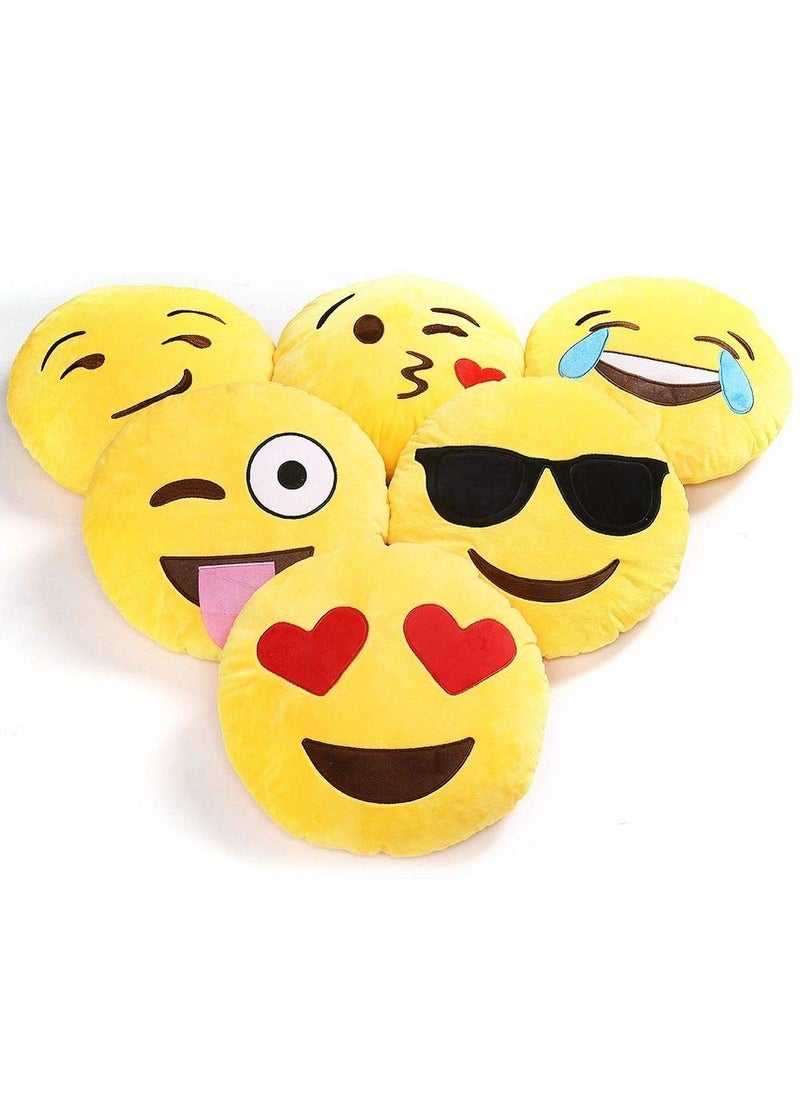 Crispy toys Shivay InternationalFlying Kissing with Heart Eyes and Smiley Cushion Multicolour Set of 6 