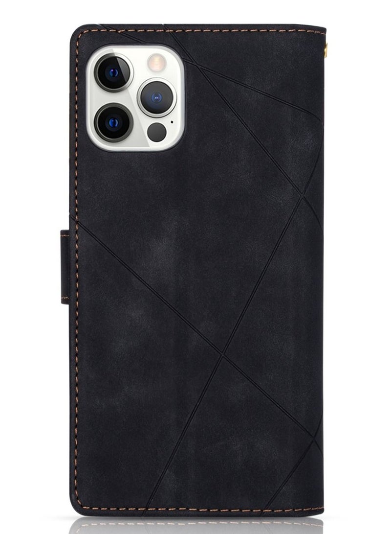 Suteni Flip Cover Leather Protective Hidden Card Slots Phone Case for iPhone - Image 1