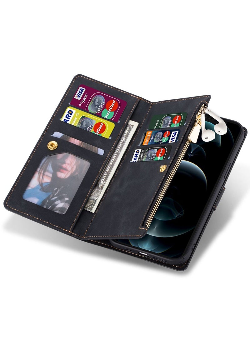 Suteni Flip Cover Leather Protective Hidden Card Slots Phone Case for iPhone - Image 3