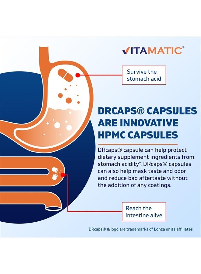 Vitamatic Lactobacillus Salivarius 2 Billion per DR Capsule - 60 Count - Digestive Support - Made with Prebiotic Inulin Fiber (1 Bottle) - Image 3
