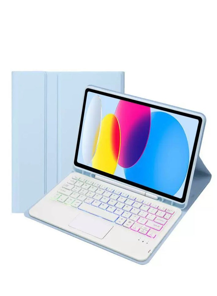 Bilingual Keyboard Case for iPad Pro 11 inch 2022 Edition, Backlight, Multi-touch Trackpad, Flip Stand Case with Pencil Holder