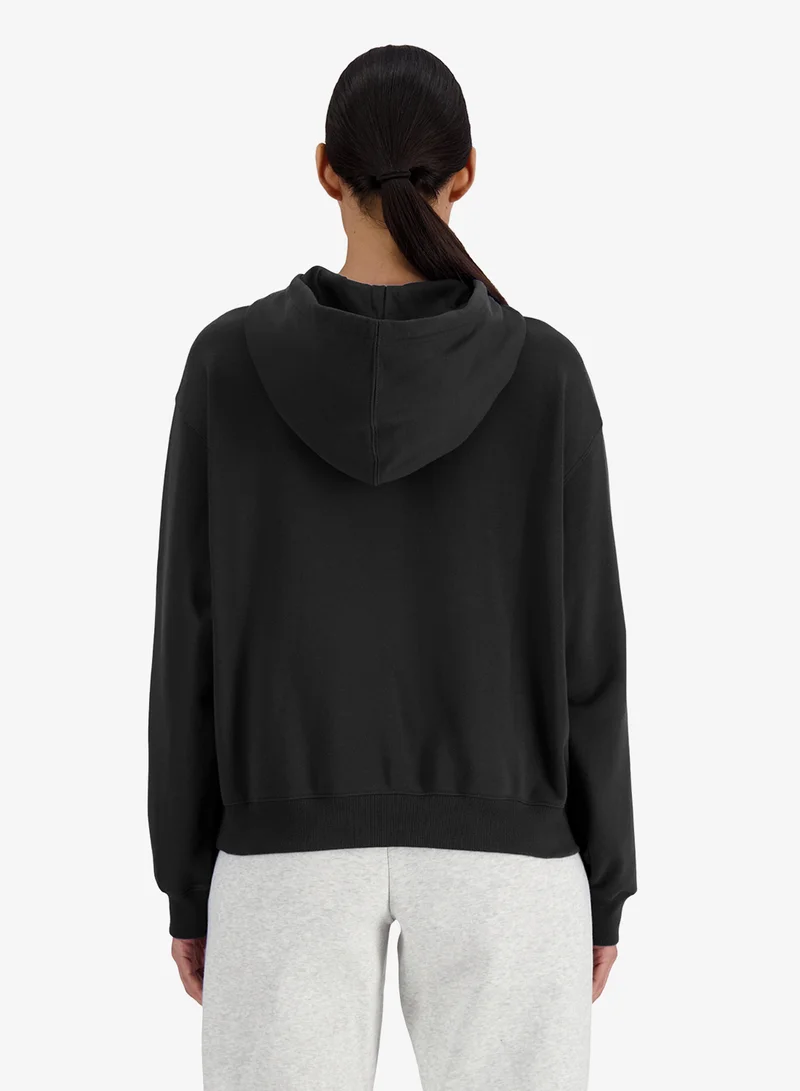 نيو بالانس هودي أساسي بشعار من نسيج تيري فرنسي