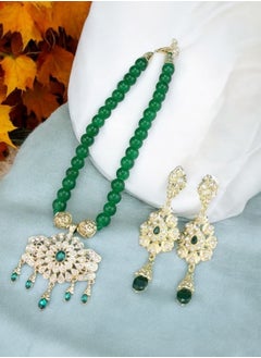 ANUM BY MUNA Exquisite Handcrafted Arabic Jewelry Set - Beaded Necklace & Long Drop Earrings  - Image 2