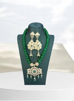 ANUM BY MUNA Exquisite Handcrafted Arabic Jewelry Set - Beaded Necklace & Long Drop Earrings  - Image 1
