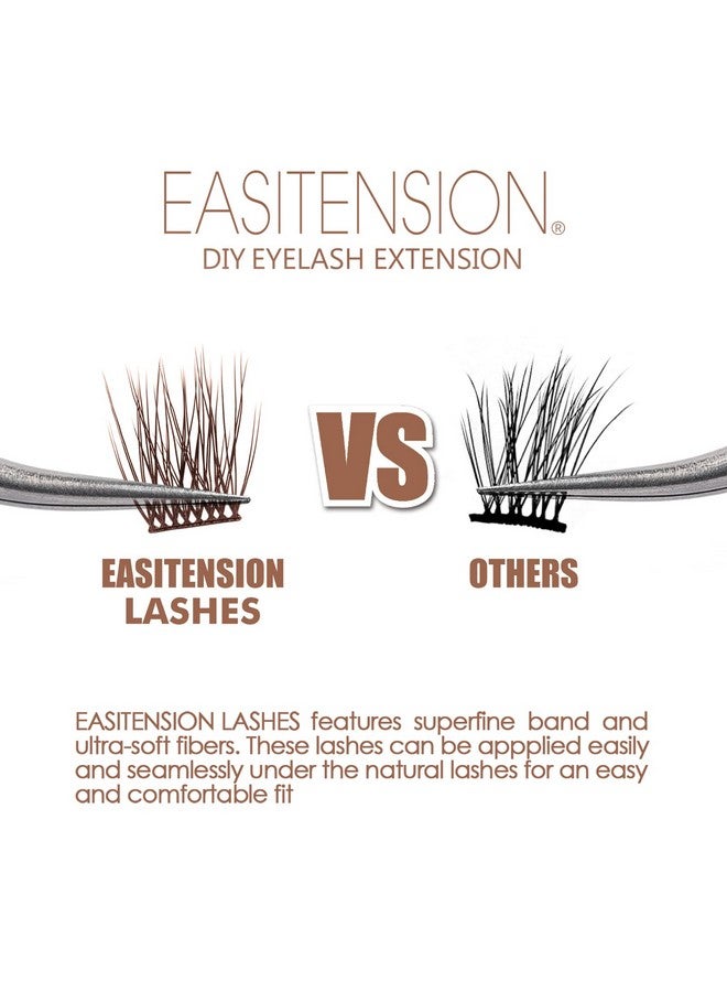 EASITENSION Diy Eyelash Extension 3D Effect Individual Melt Flare Lash Cluster Natural Lashes Set Home Eyelash Extension Lashes Pack (12Mmamber) - Image 3