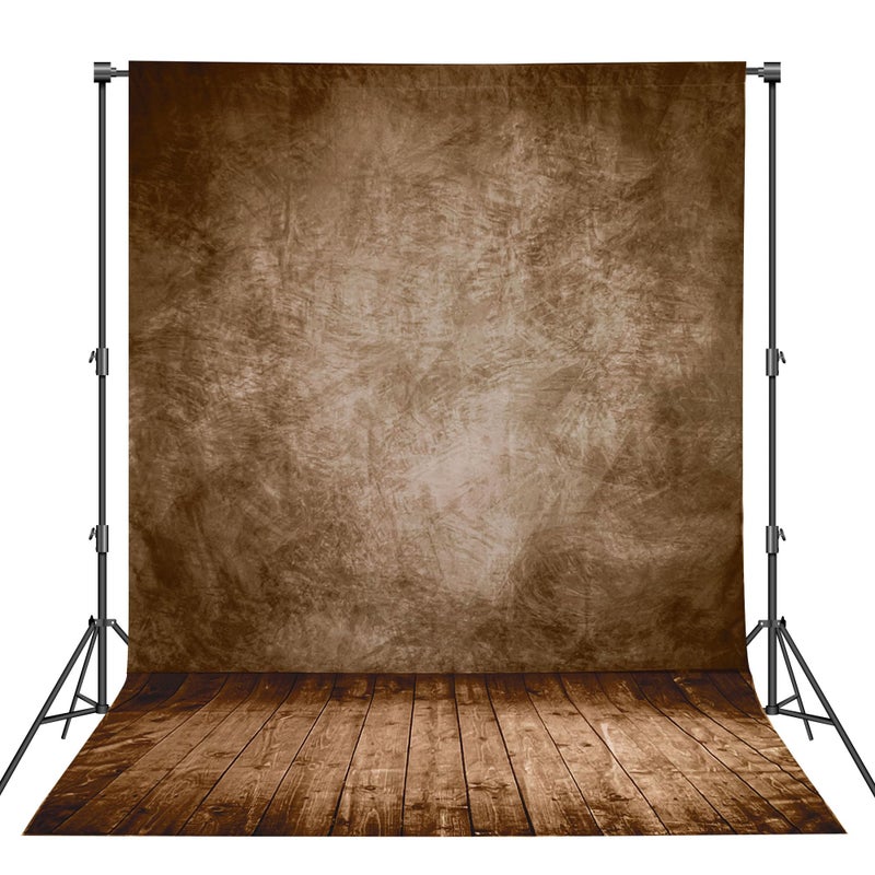 Haboke Professional Abstract Portrait Photography BackdropWall with Wood Floor Backdrop for Kids Photography Baby Newborn Cake Smash Photo Shoots Hypoallergenic Fabric Photography PropsBrown6x9ft - Image 2